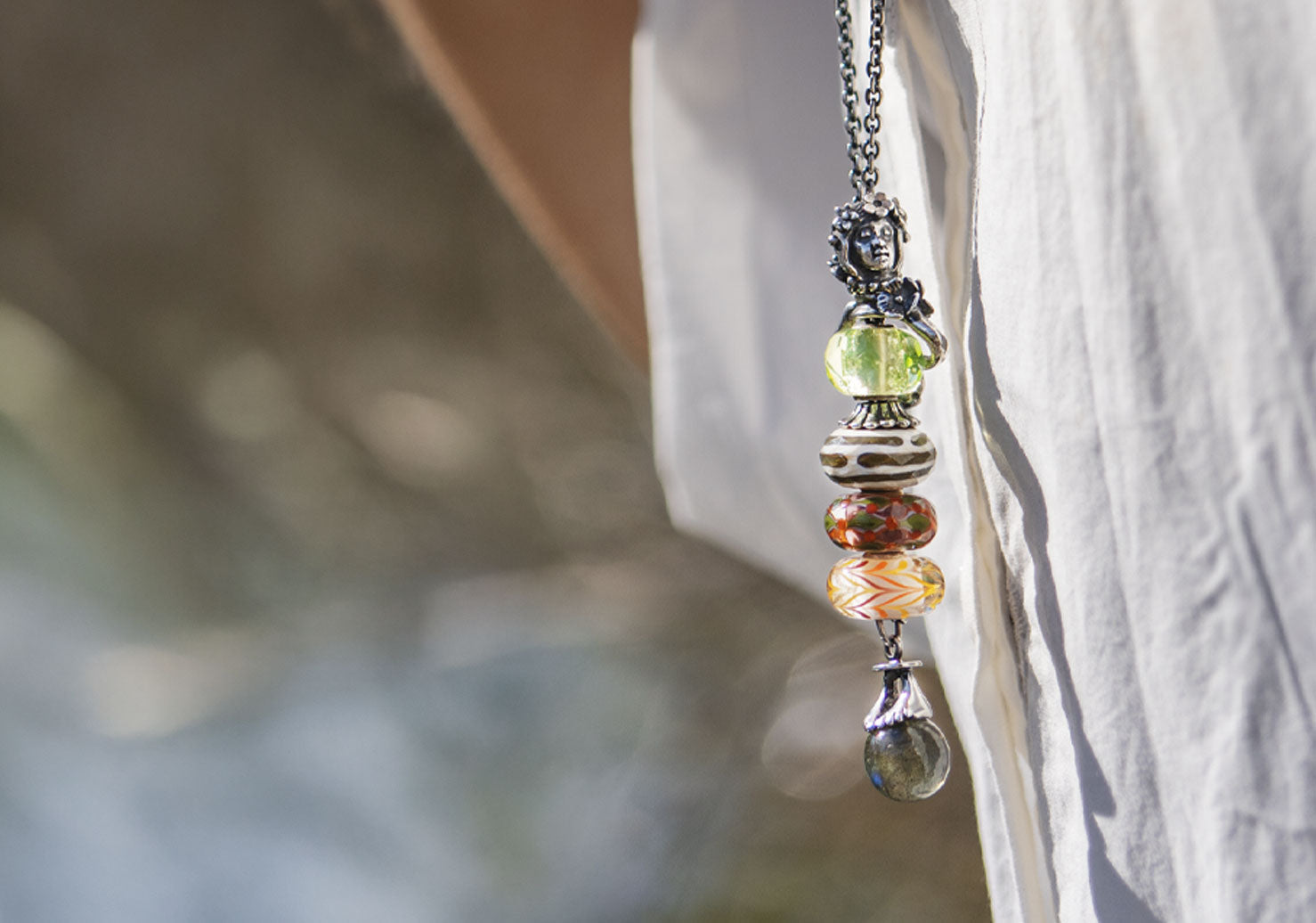 Guardian of Love with Lime Prism glass bead and three glass beads